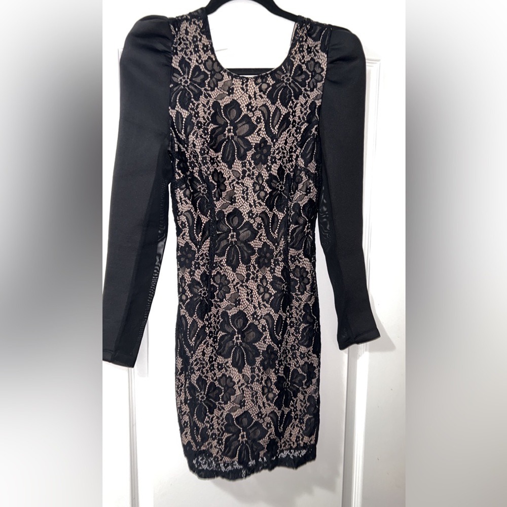 Long puffy sleeves mini dress